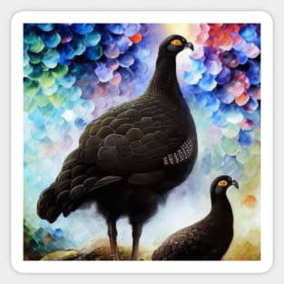 Black Grouse Family Watercolor Sticker